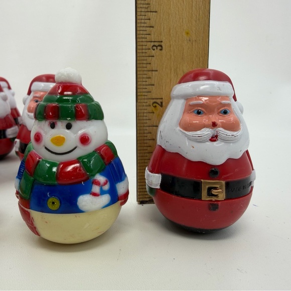 Vintage Roly Poly Christmas 21 Santa Claus 21 Snowmen Double Sided Toys Figures